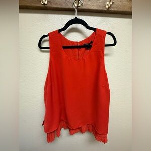 Banana Republic Bright Red Sleeveless Pleated-Hem Camisole
